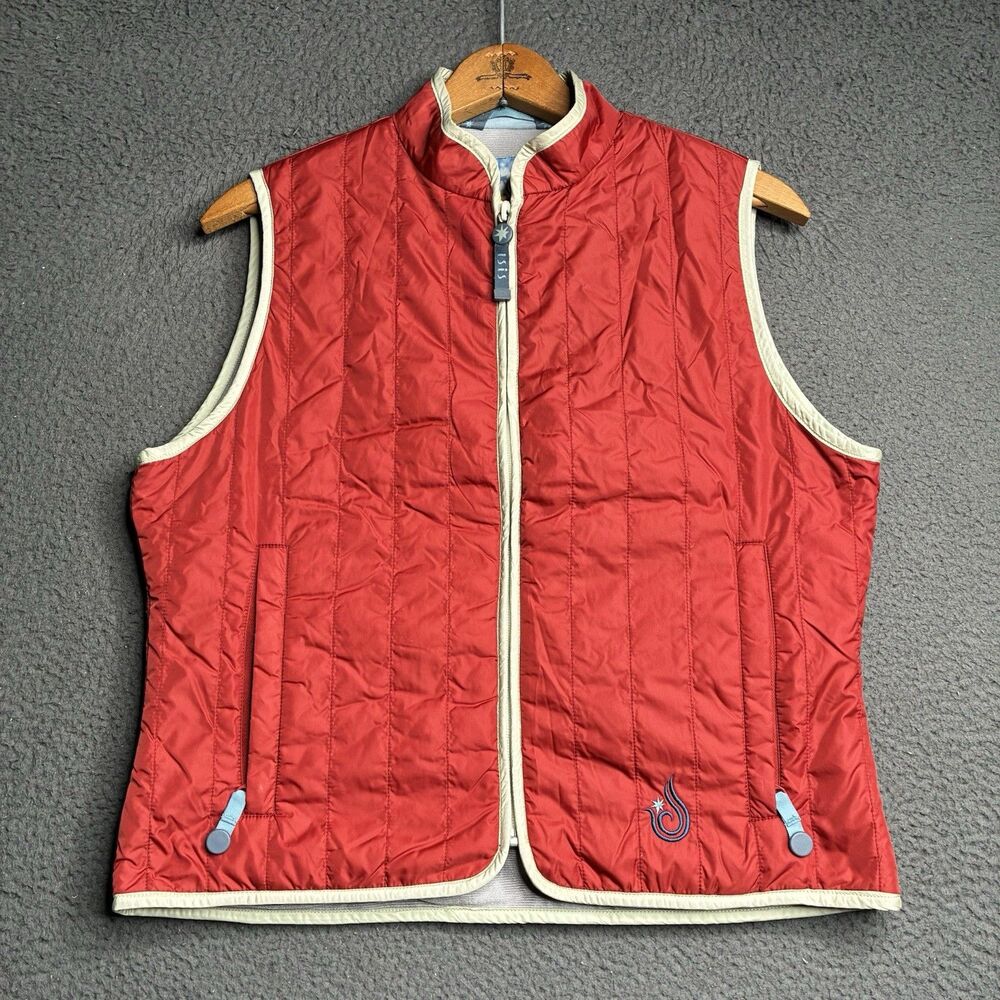 ISIS Women Thermolite Vest Size 8 Quilted Puffer Zip Up Red Pockets Lightweight